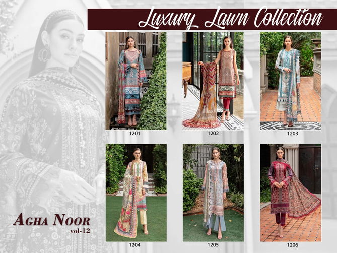 Agha Noor Vol 12 Printed Lawn Cotton Pakistani Dress Material Wholesale Online
